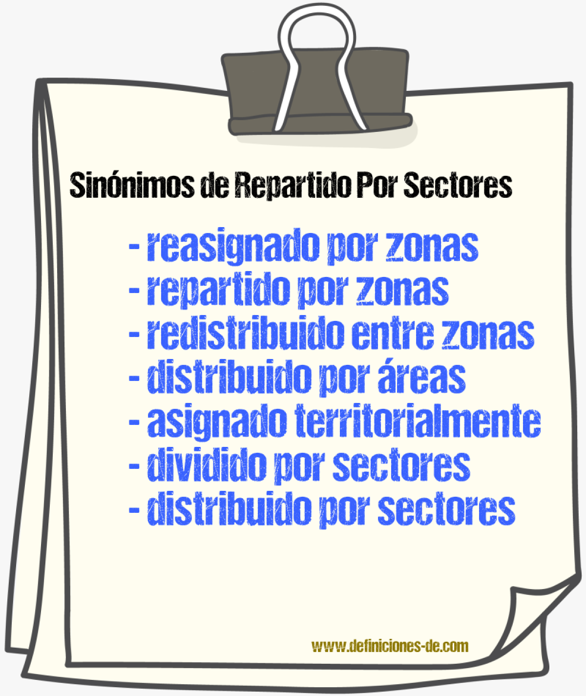 Sinónimos de repartido por sectores