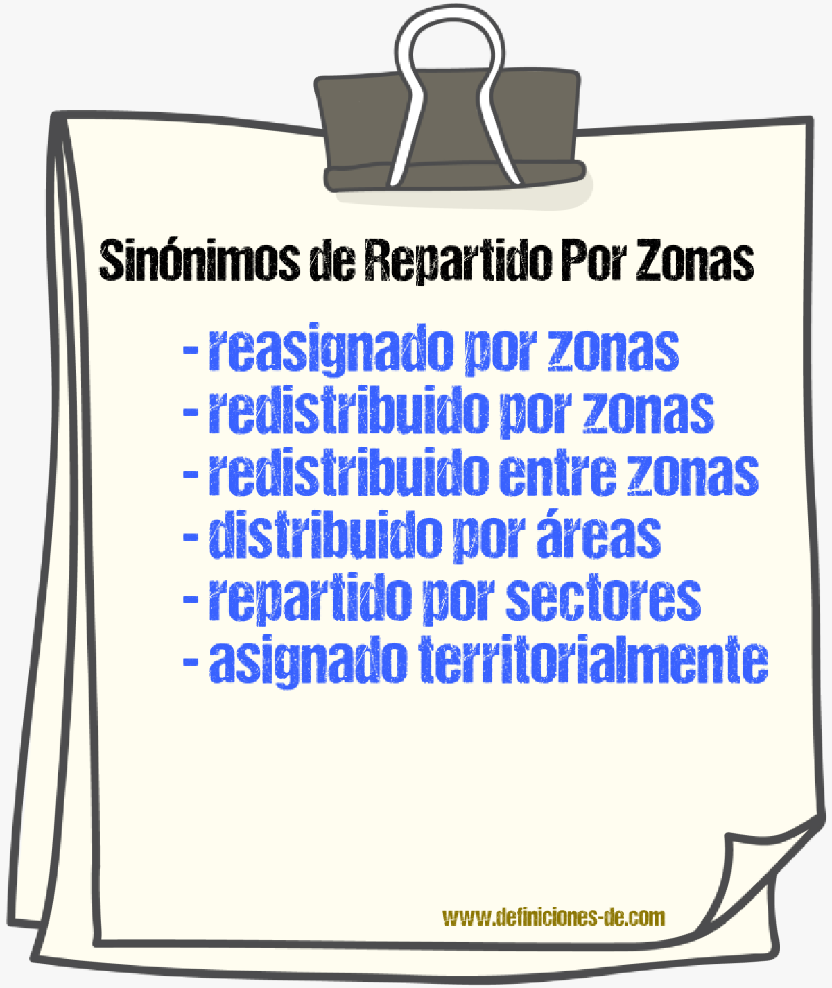Sinónimos de repartido por zonas