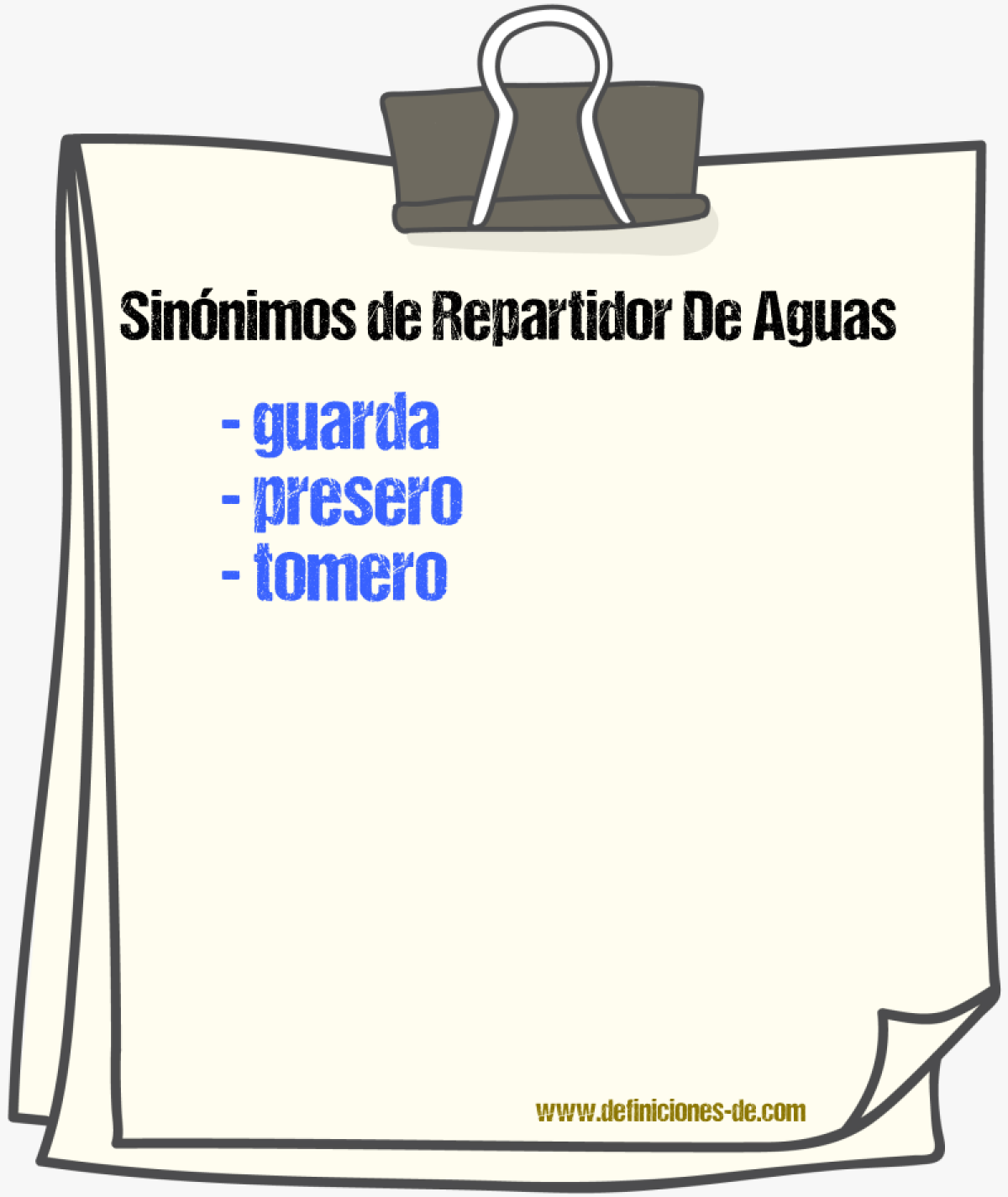 Sinnimos de repartidor de aguas