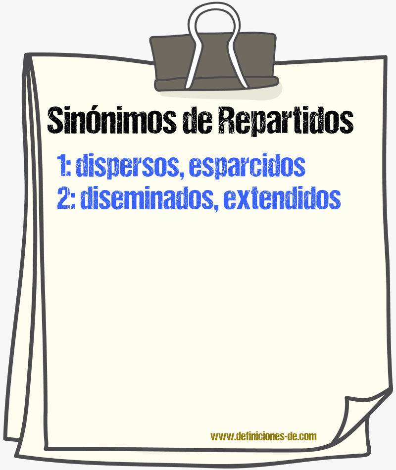 Sinónimos de repartidos