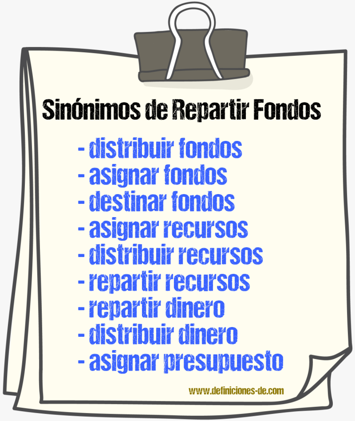 Sinónimos de repartir fondos