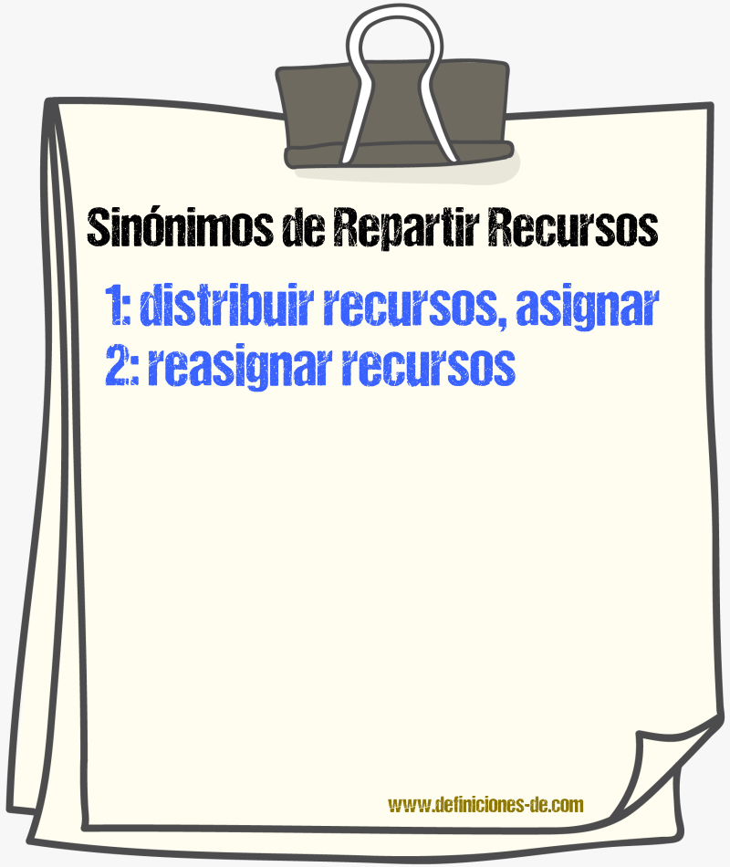 Sinónimos de repartir recursos
