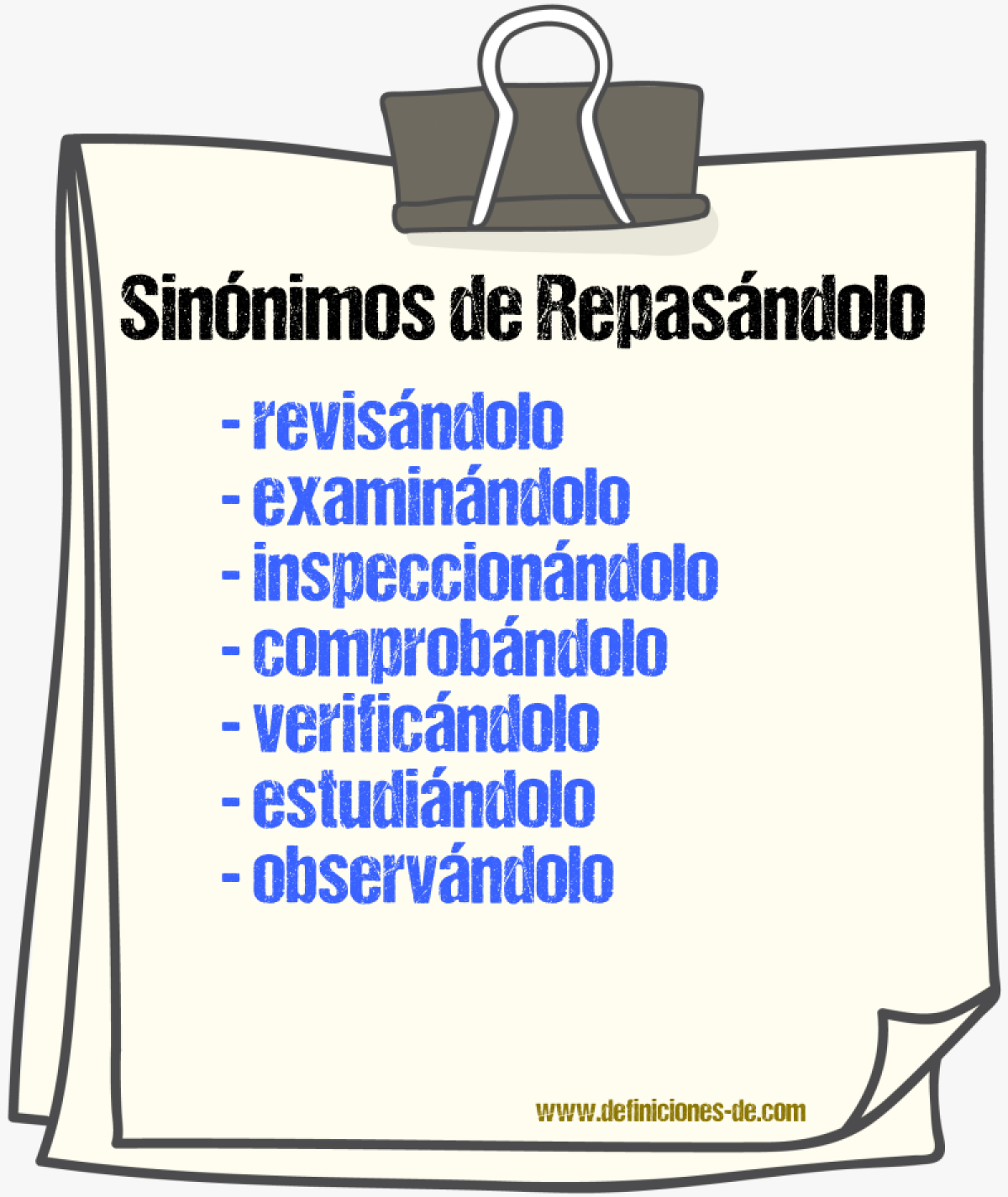 Sinónimos de repasándolo