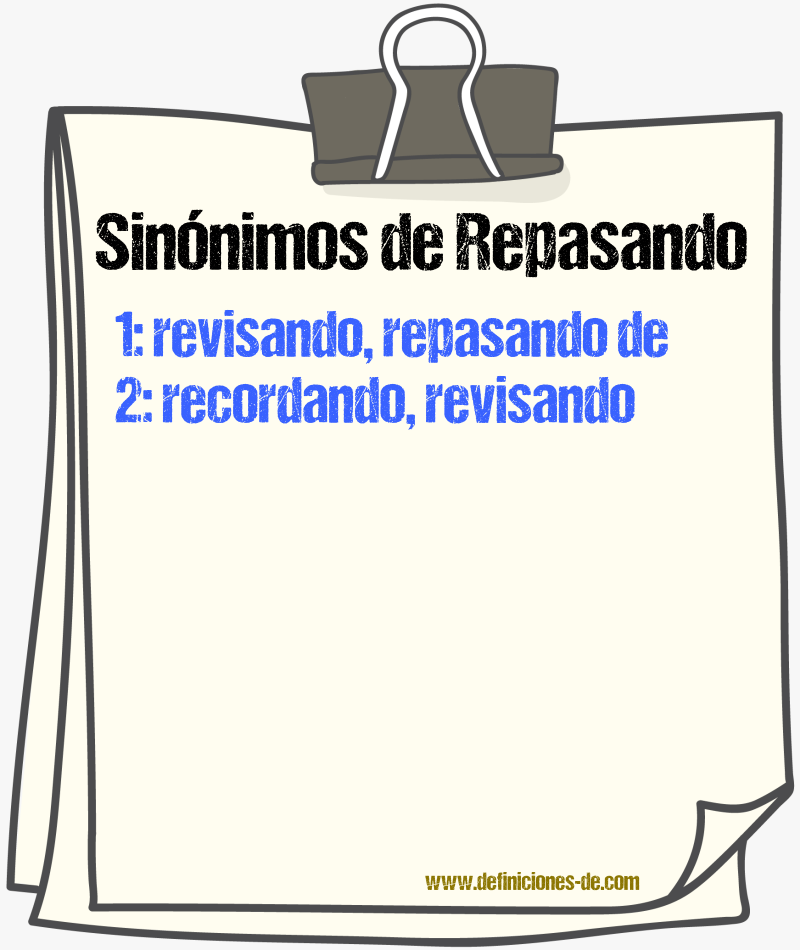 Sinónimos de repasando