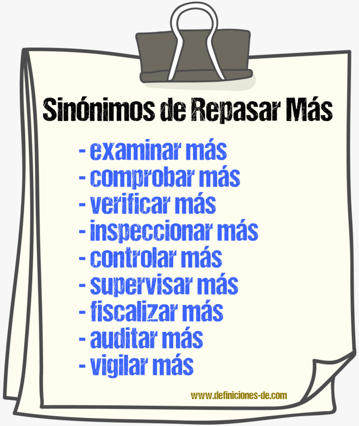 Sinónimos de repasar más