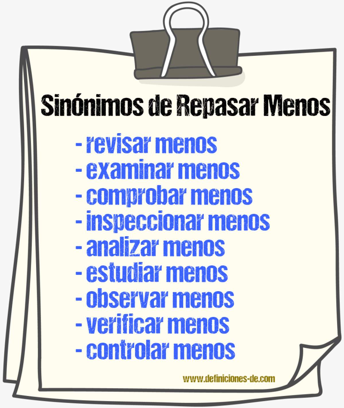 Sinónimos de repasar menos