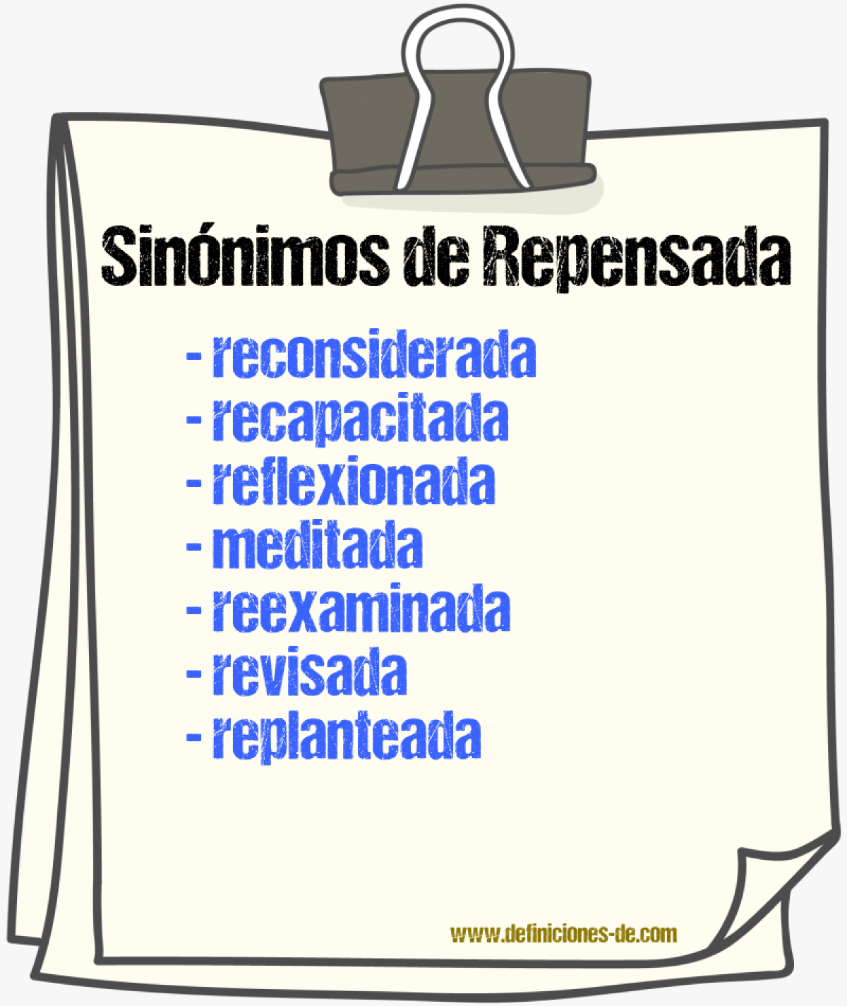 Sinónimos de repensada