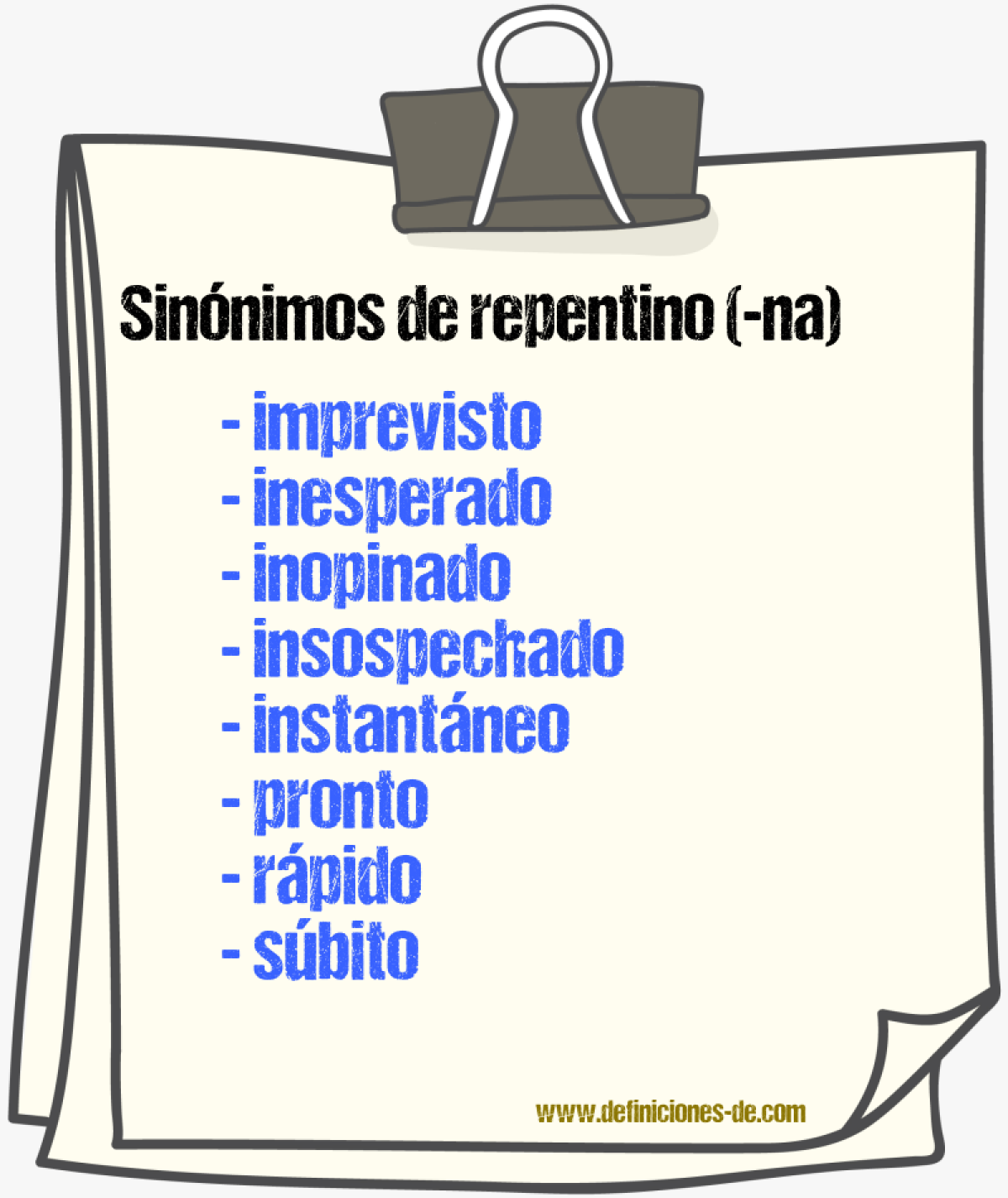 Sinnimos de repentino