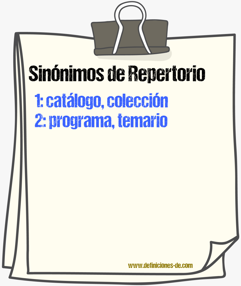 Sinnimos de repertorio