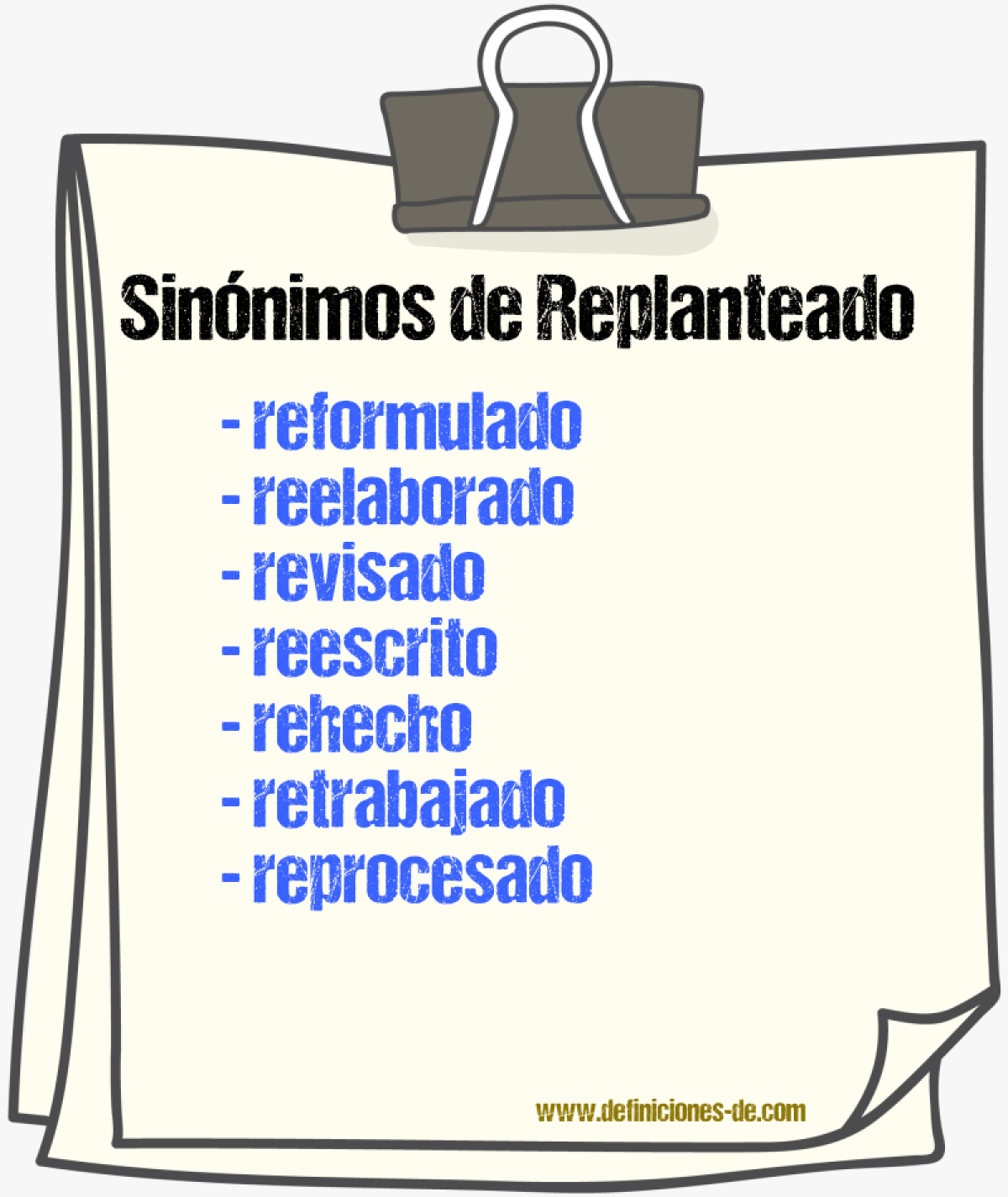 Sinónimos de replanteado