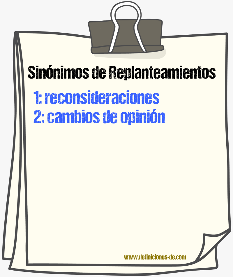 Sinónimos de replanteamientos