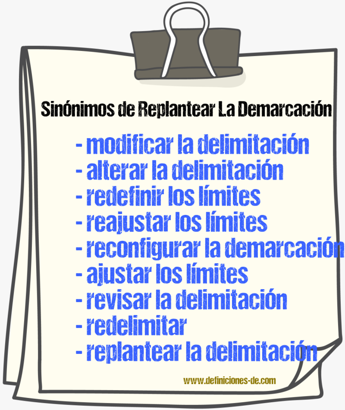 Sinónimos de replantear la demarcación