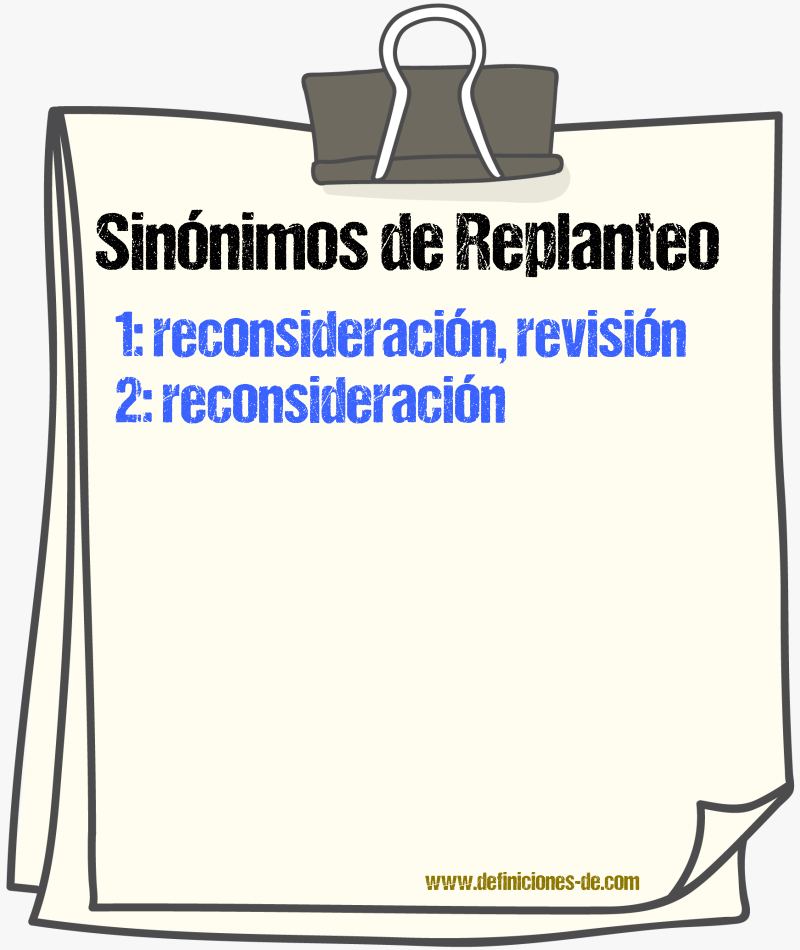 Sinónimos de replanteo