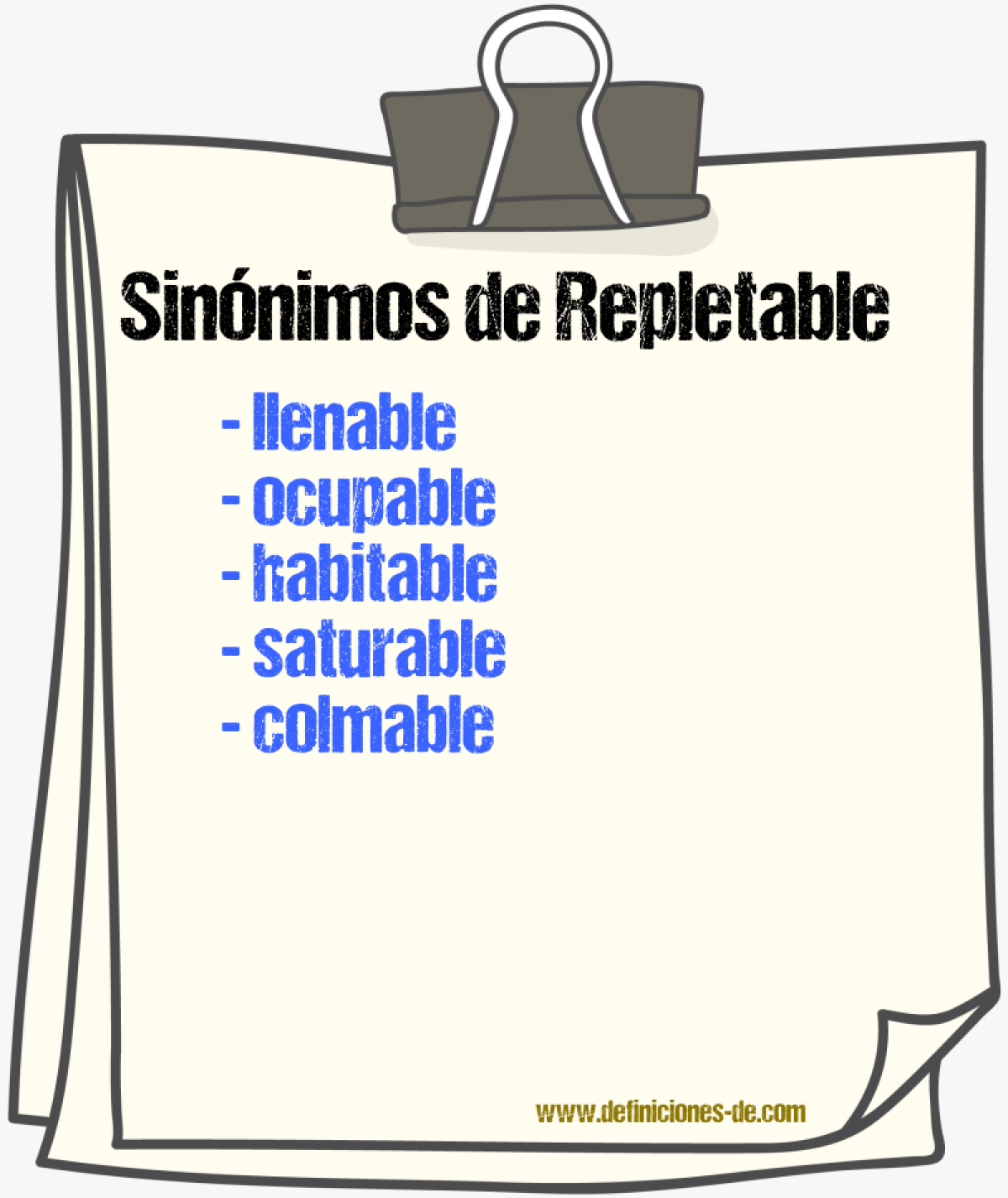 Sinónimos de repletable