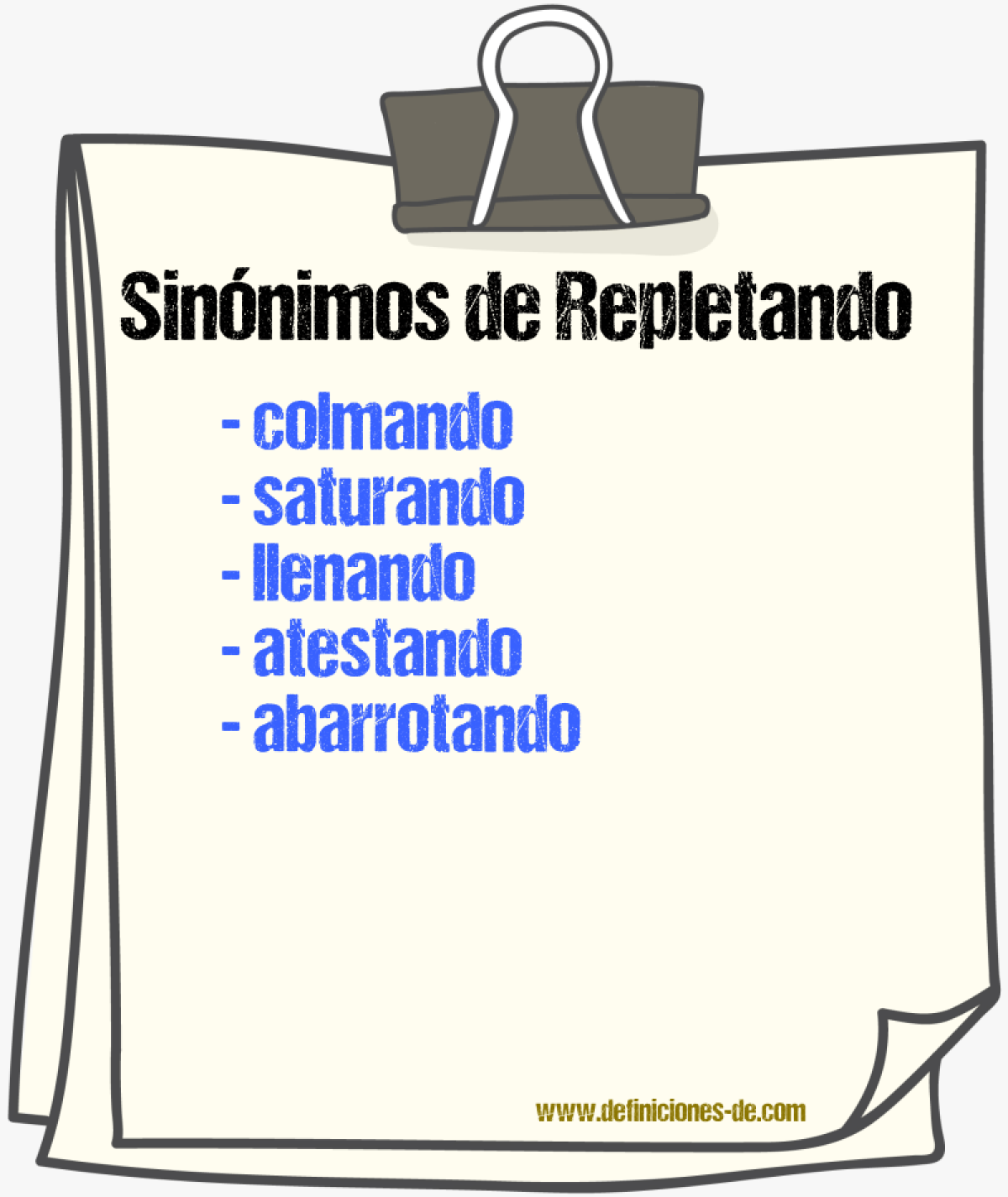 Sinónimos de repletando