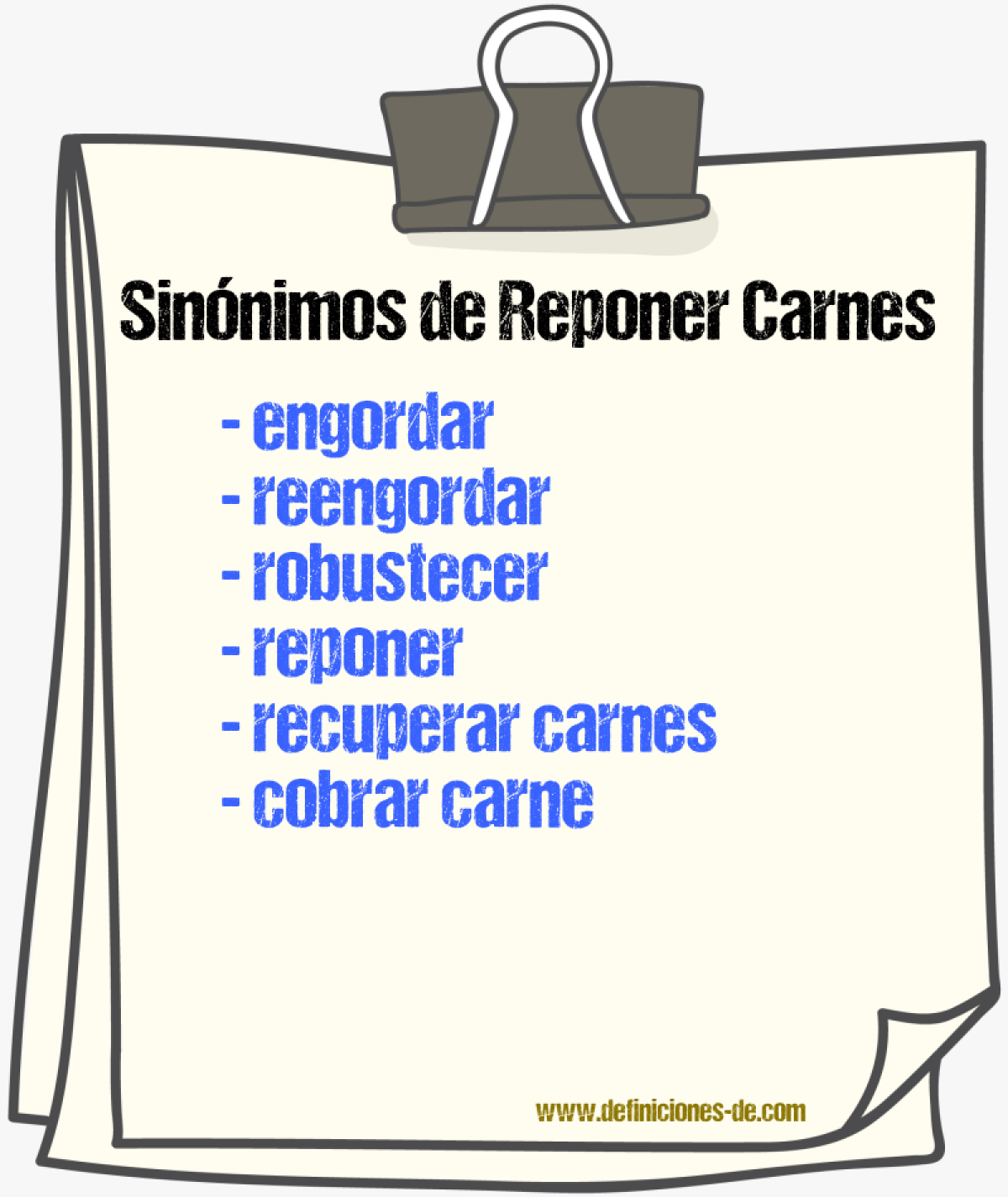Sinónimos de reponer carnes
