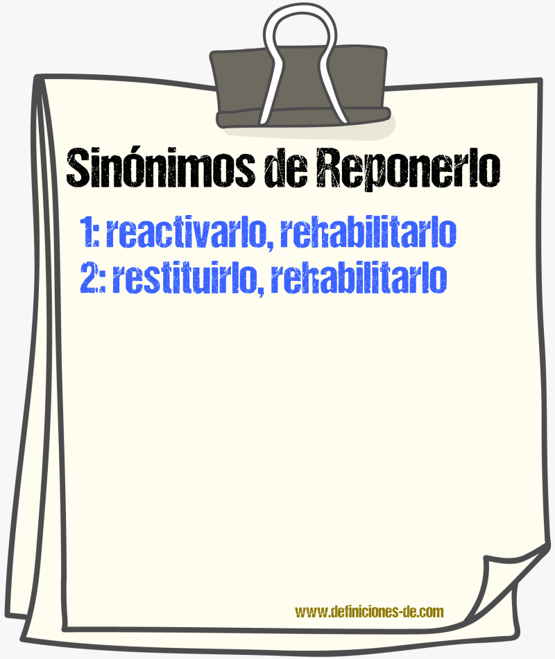 Sinónimos de reponerlo