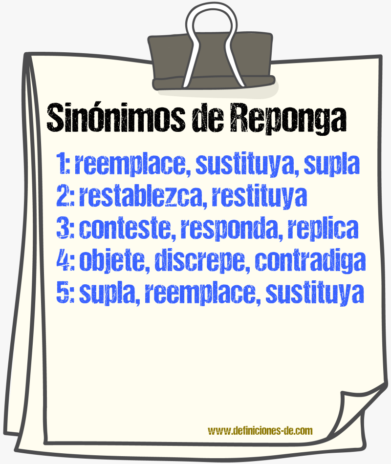 Sinónimos de reponga
