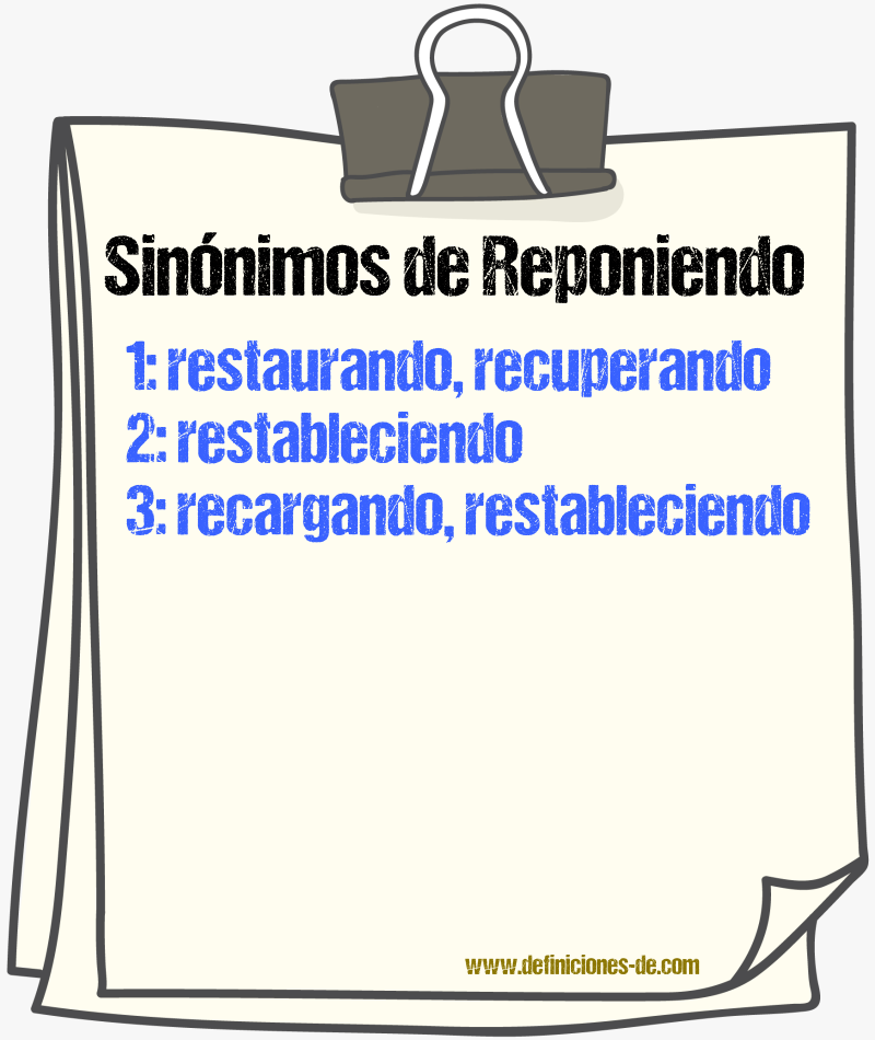 Sinónimos de reponiendo