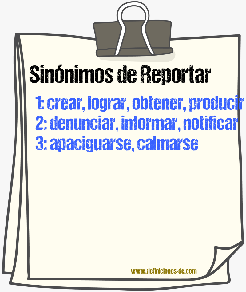 Sinónimos de reportar