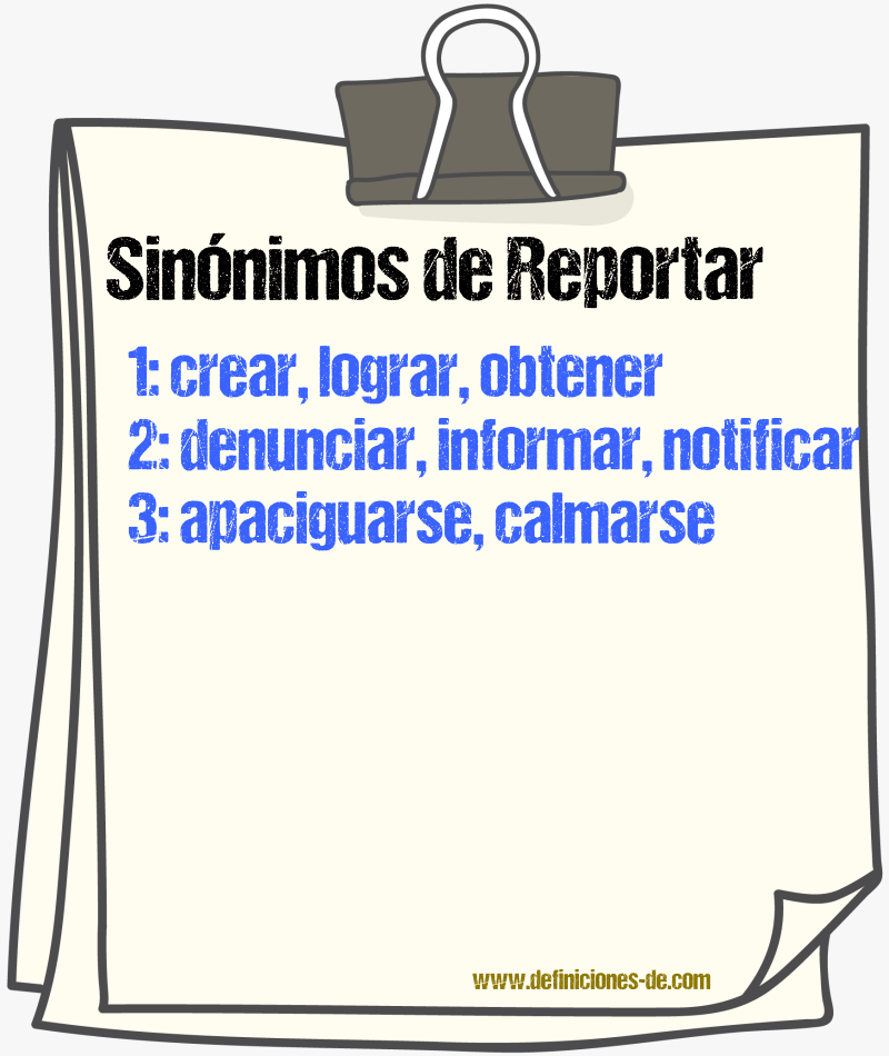 Sinnimos de reportar