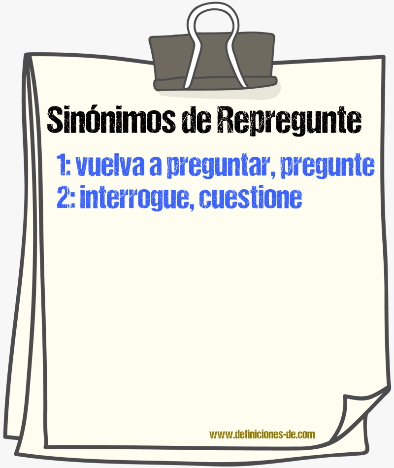 Sinónimos de repregunte