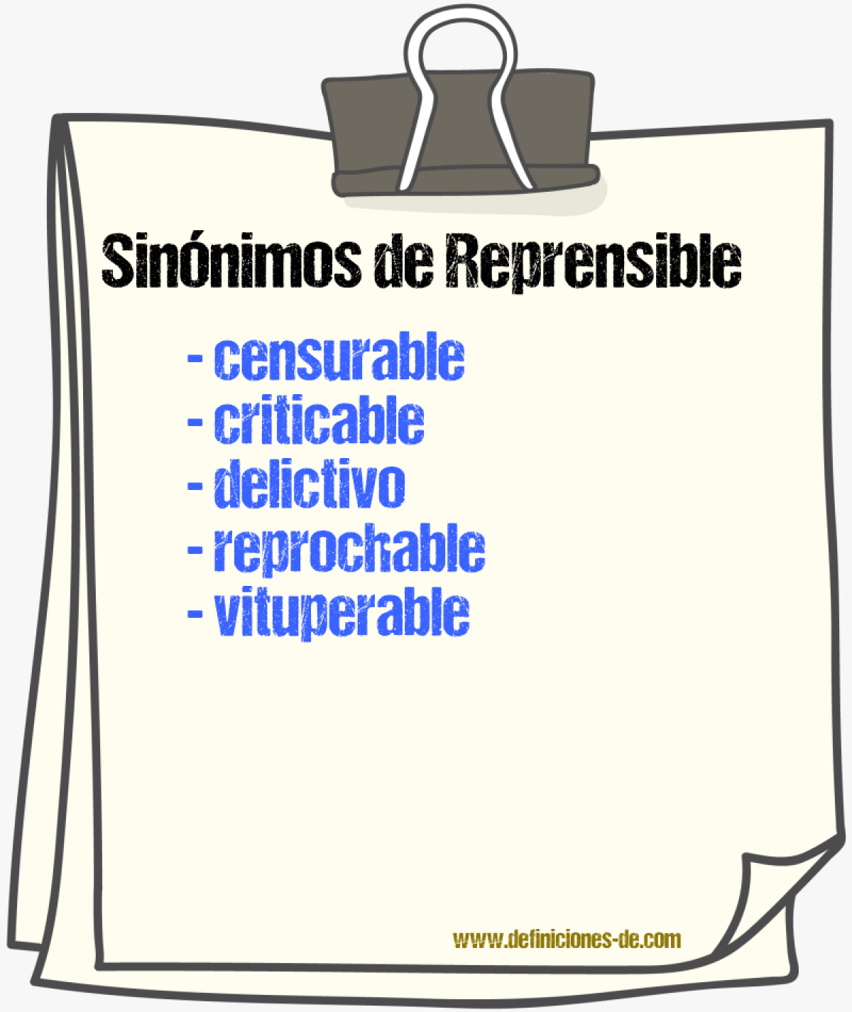 Sinnimos de reprensible