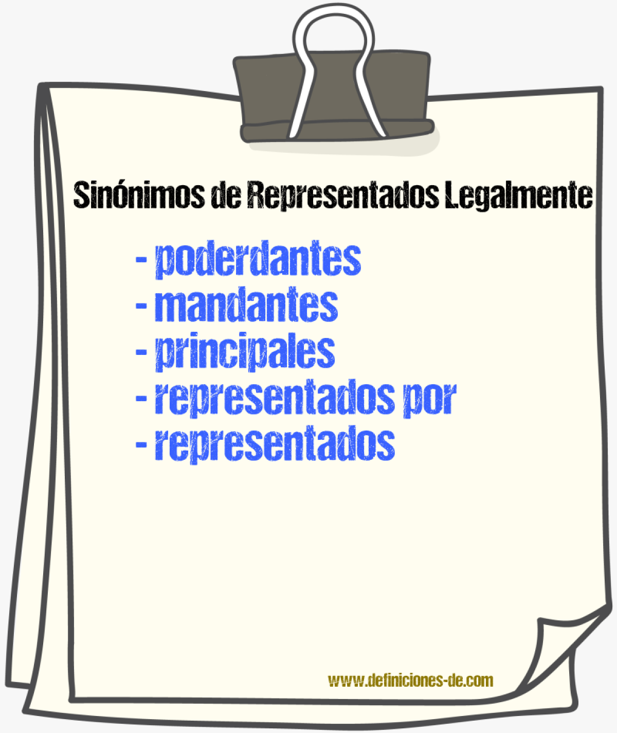 Sinónimos de representados legalmente