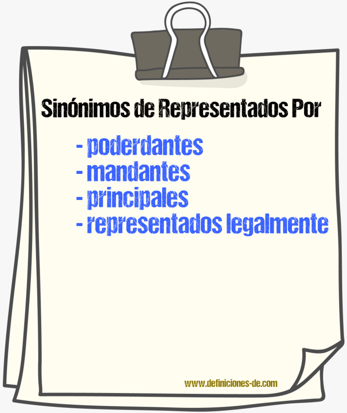 Sinónimos de representados por