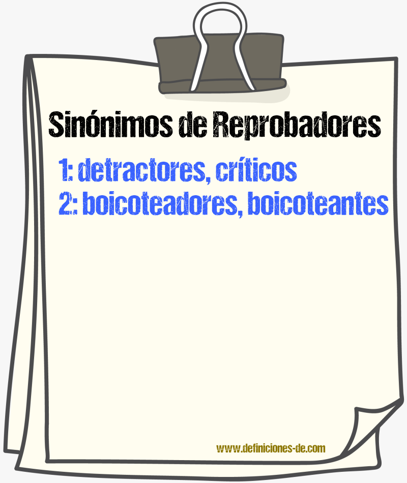 Sinónimos de reprobadores