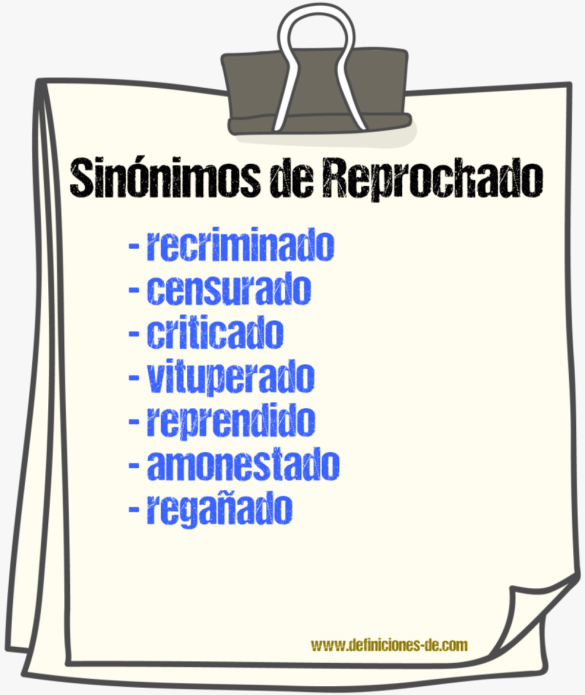 Sinónimos de reprochado