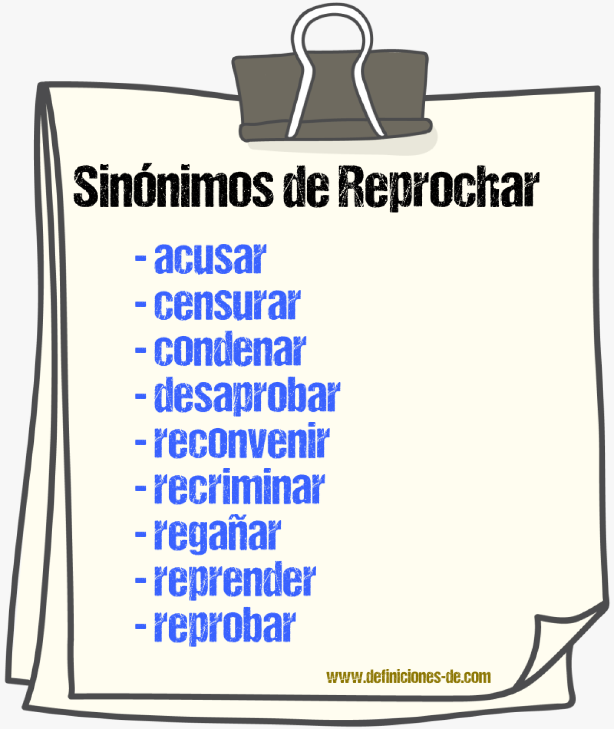 Sinnimos de reprochar