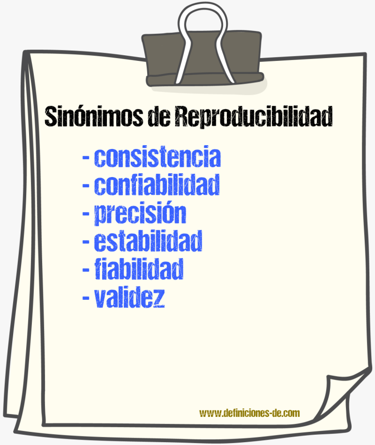 Sinónimos de reproducibilidad