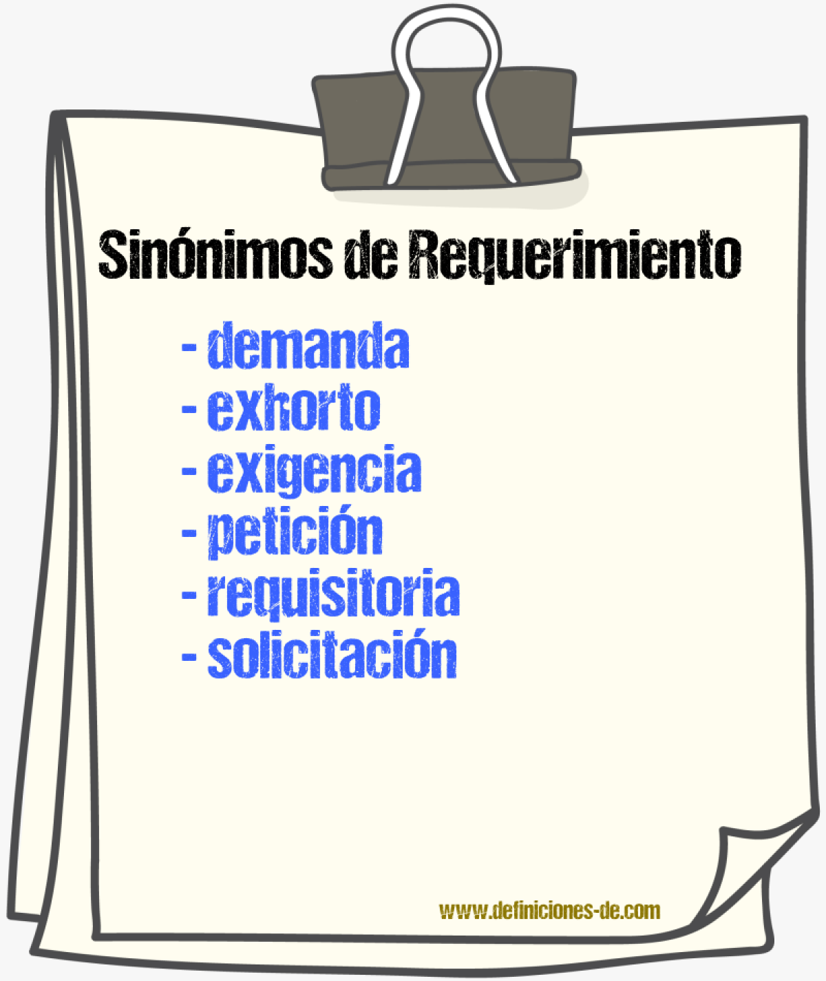 Sinnimos de requerimiento