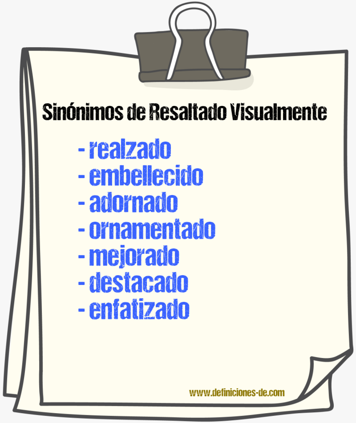 Sinónimos de resaltado visualmente