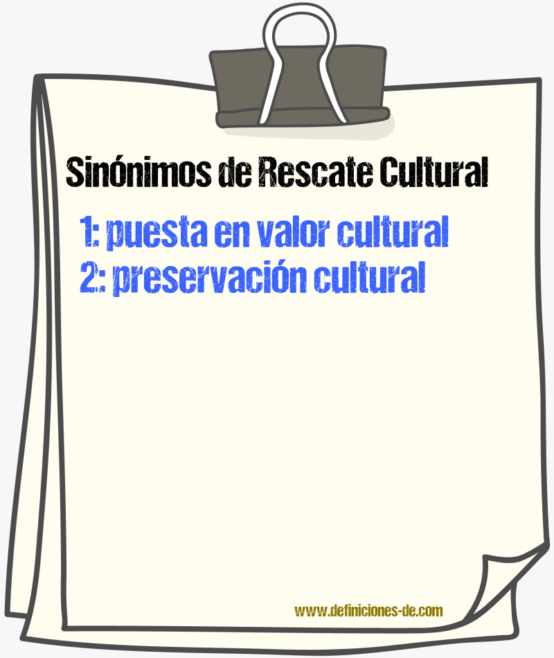 Sinónimos de rescate cultural