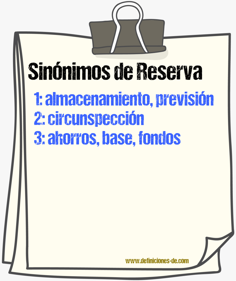 Sinnimos de reserva