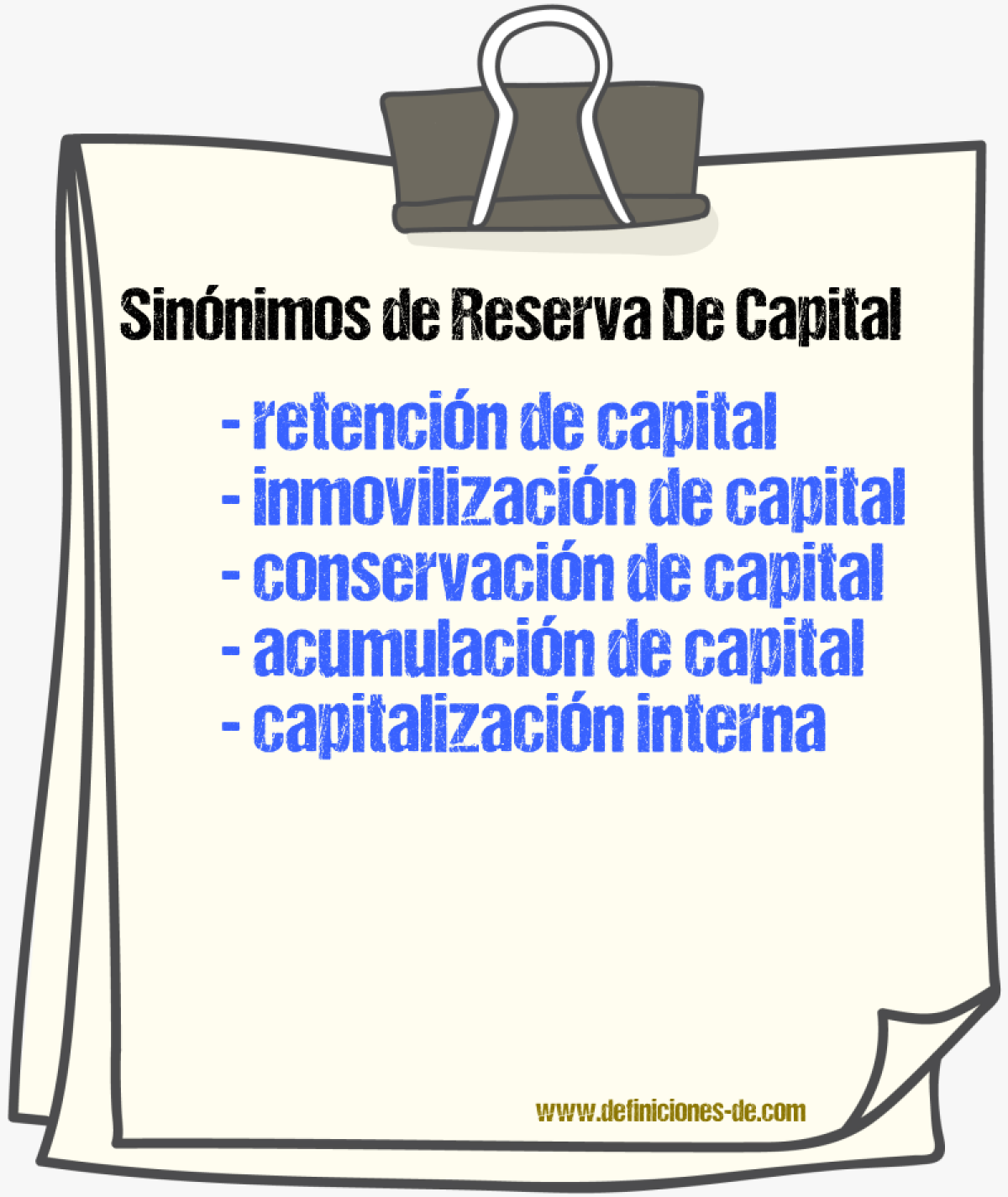 Sinónimos de reserva de capital