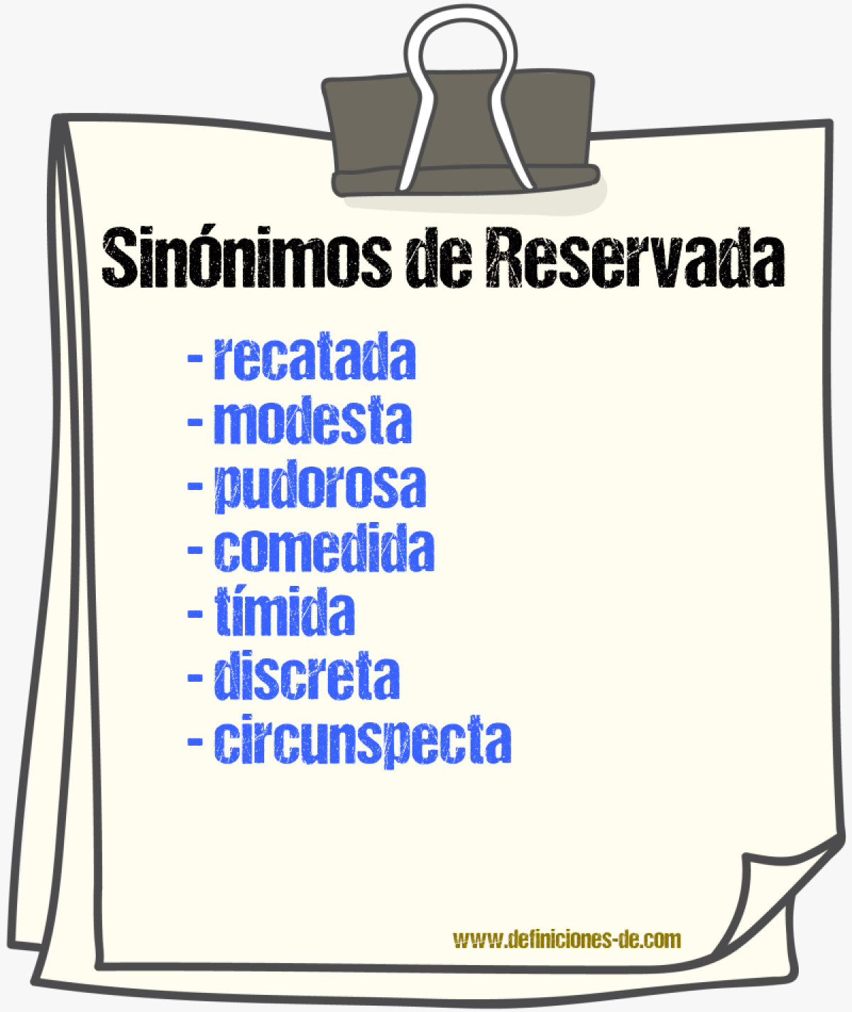 Sinónimos de reservada