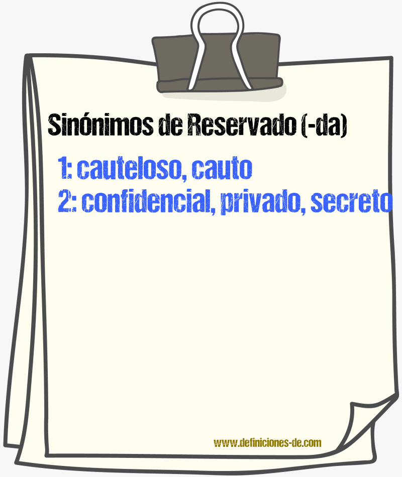 Sinnimos de reservado