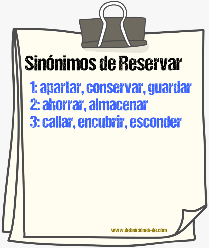 Sinnimos de reservar