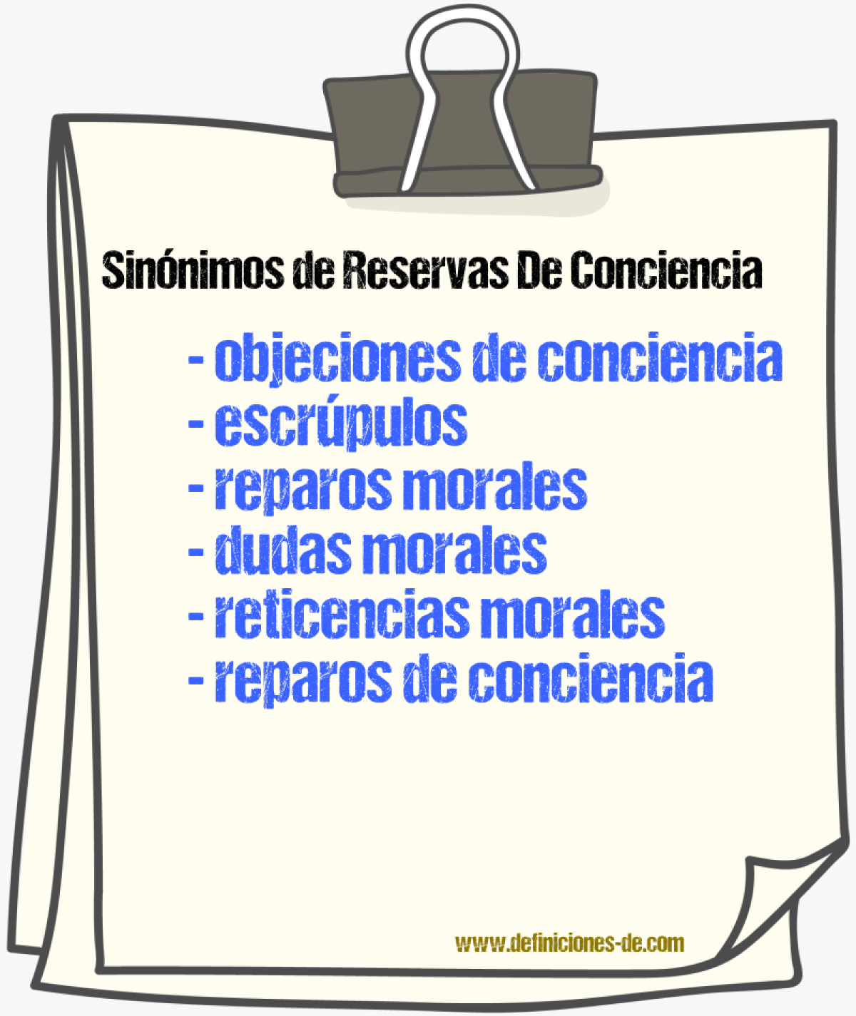 Sinónimos de reservas de conciencia