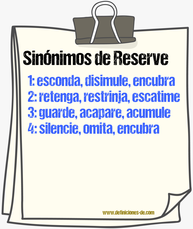 Sinónimos de reserve
