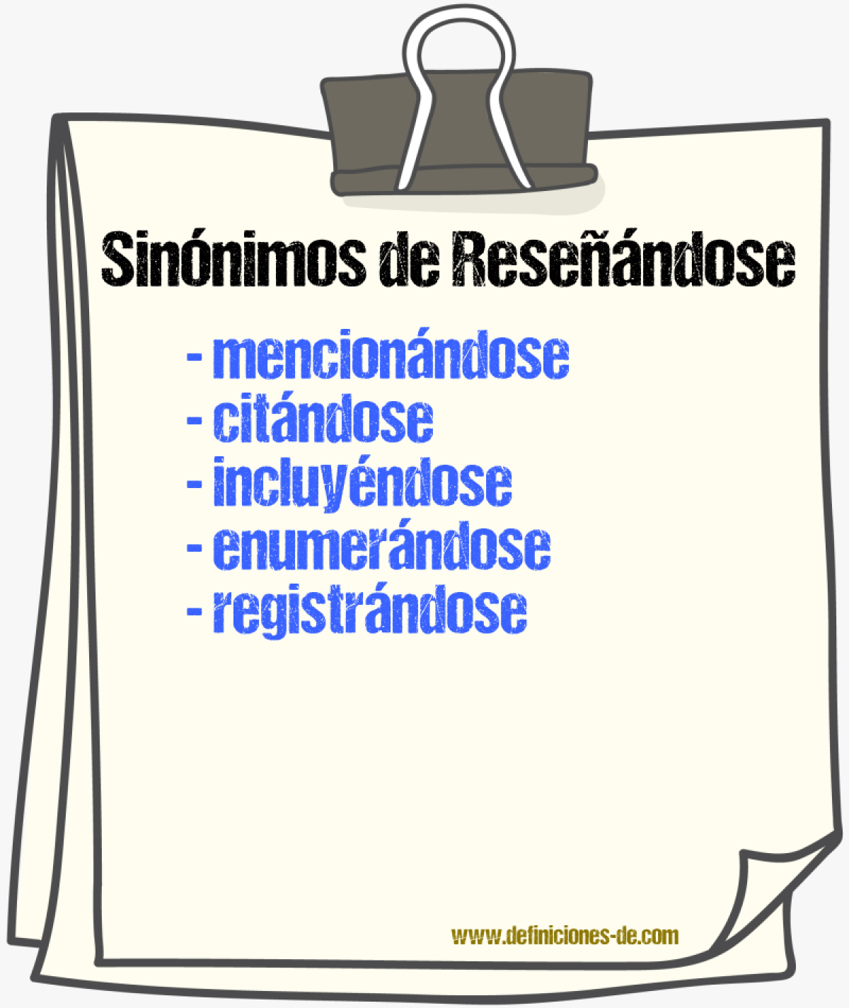Sinónimos de reseñándose