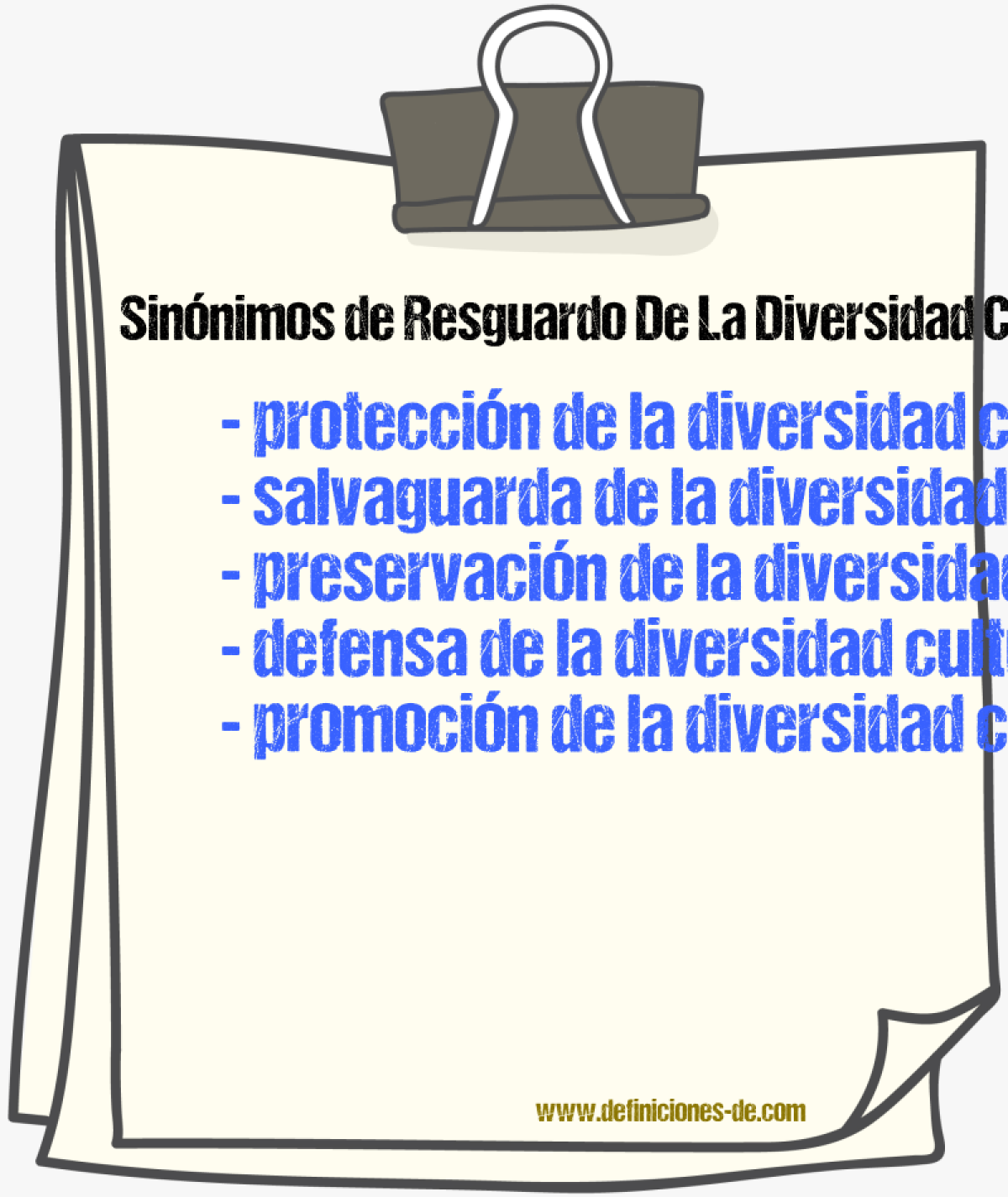Sinónimos de resguardo de la diversidad cultural