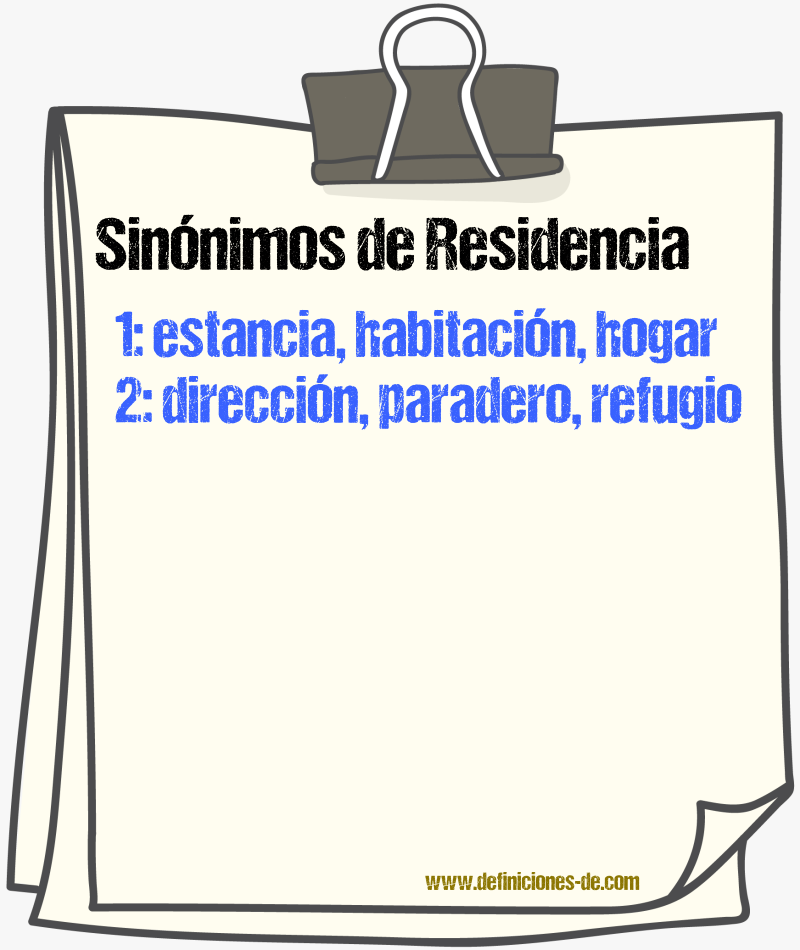 Sinnimos de residencia