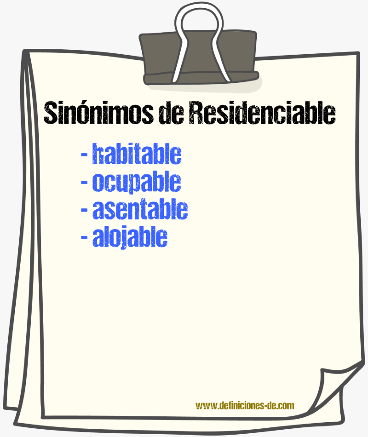 Sinónimos de residenciable