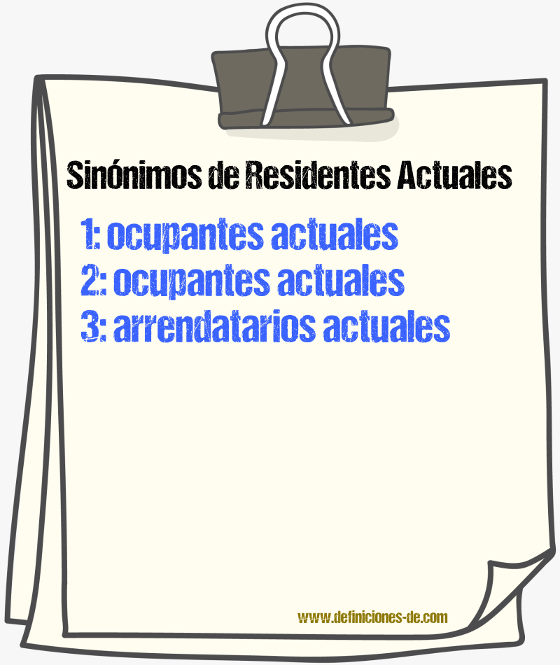 Sinónimos de residentes actuales