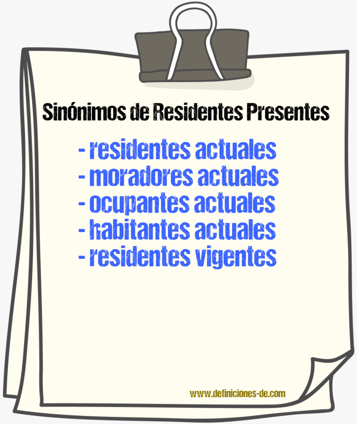 Sinónimos de residentes presentes