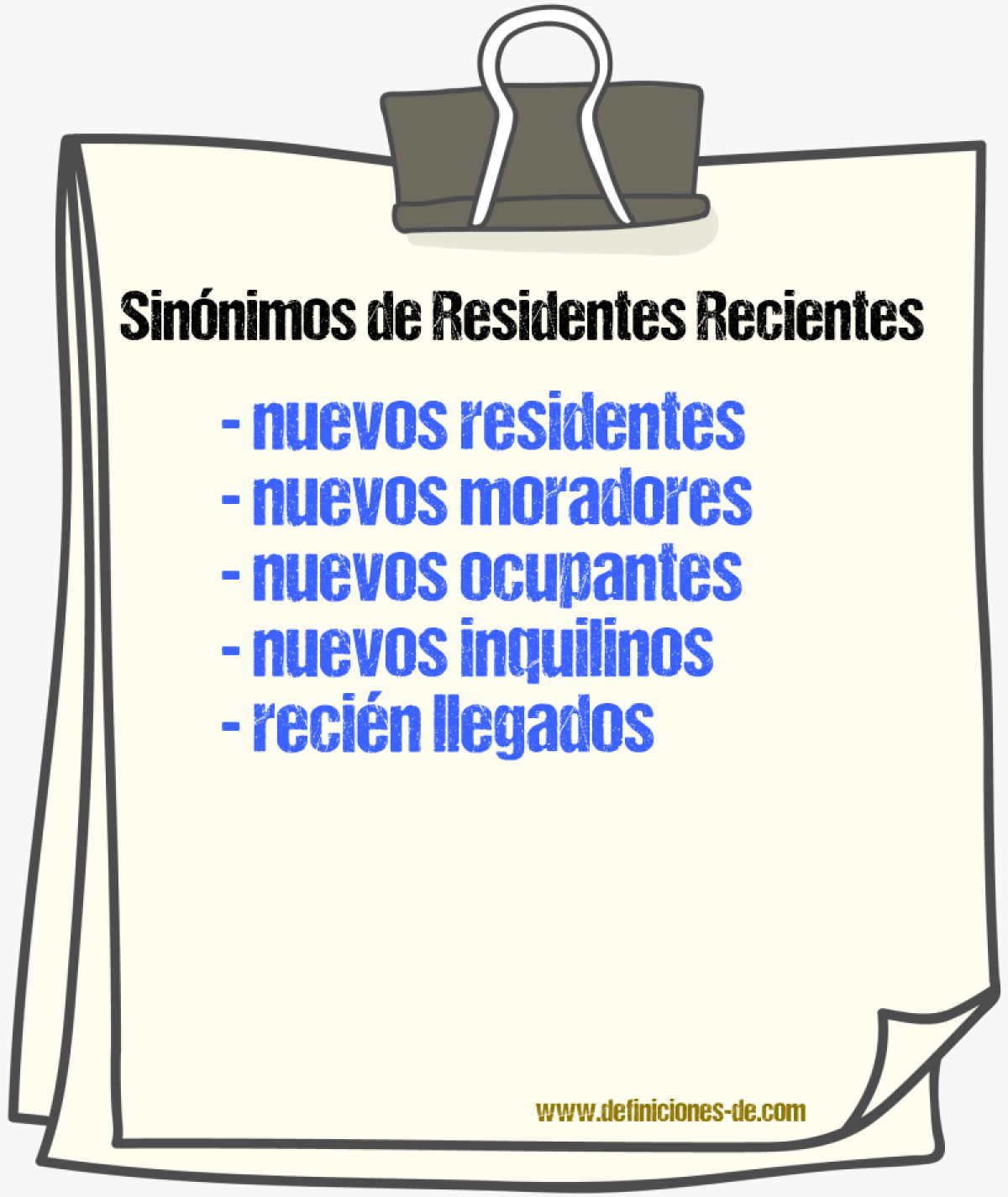 Sinónimos de residentes recientes